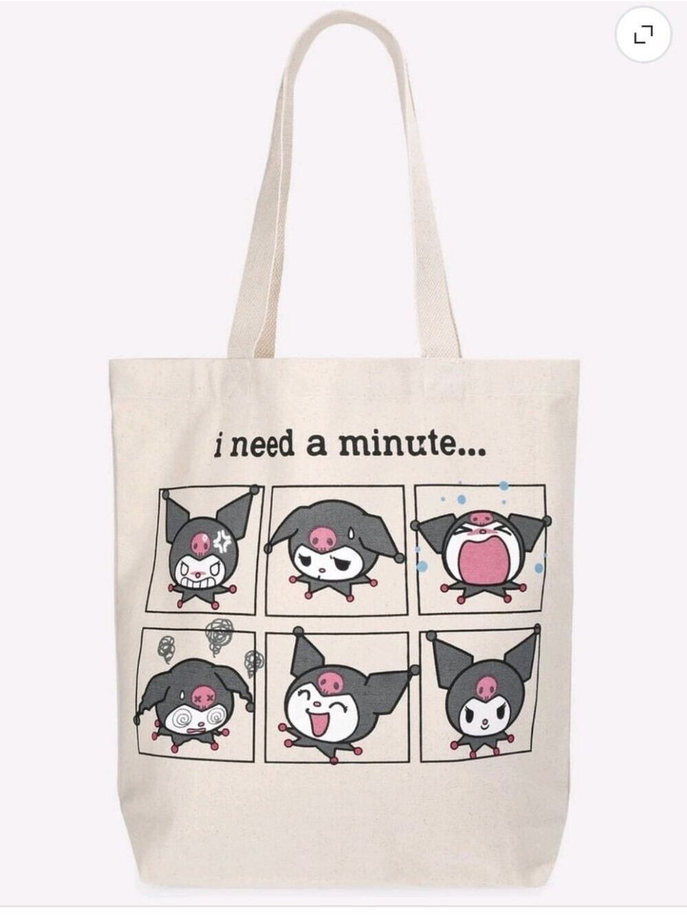 Kuromi Women's 13.5" Current Mood Tote Bag, Natural Canvas - Picture 1 of 4
